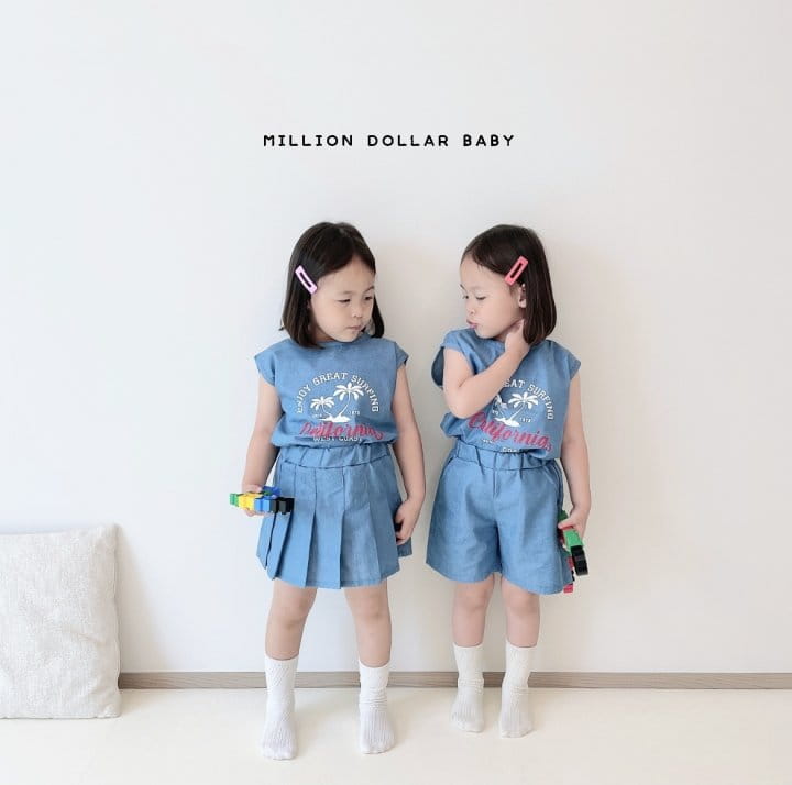 Million Dollar Baby - Korean Children Fashion - #minifashionista - Denim Summer Pants Set - 8