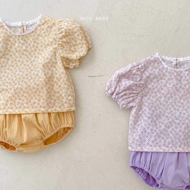 Mos Bebe - Korean Baby Fashion - #babyoninstagram - Magaret Bloomer Top Bottom Set - 4
