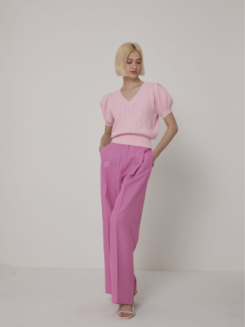 Neroli36 - Korean Women Fashion - #momslook - Twist V Knit Tee - 5