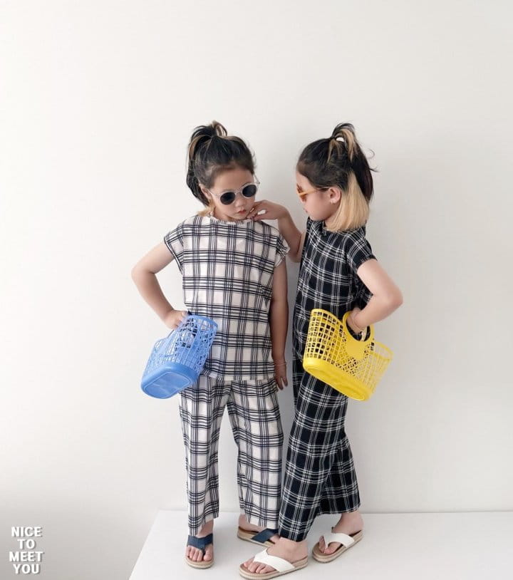 Nice To Meet You - Korean Children Fashion - #designkidswear - Check Ice Top Bottom Set - 10