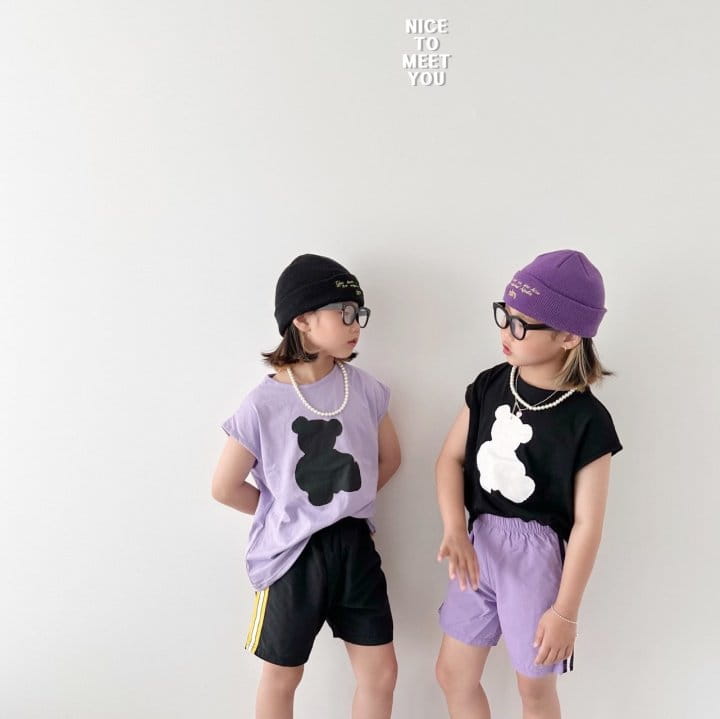 Nice To Meet You - Korean Children Fashion - #kidsshorts - Bear Sleeveless