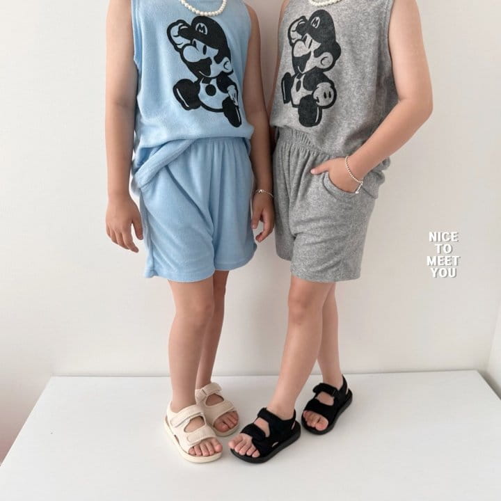 Nice To Meet You - Korean Children Fashion - #littlefashionista - Terry Mario Top Bottom Set - 5