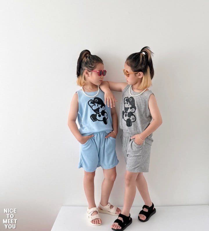 Nice To Meet You - Korean Children Fashion - #magicofchildhood - Terry Mario Top Bottom Set - 6