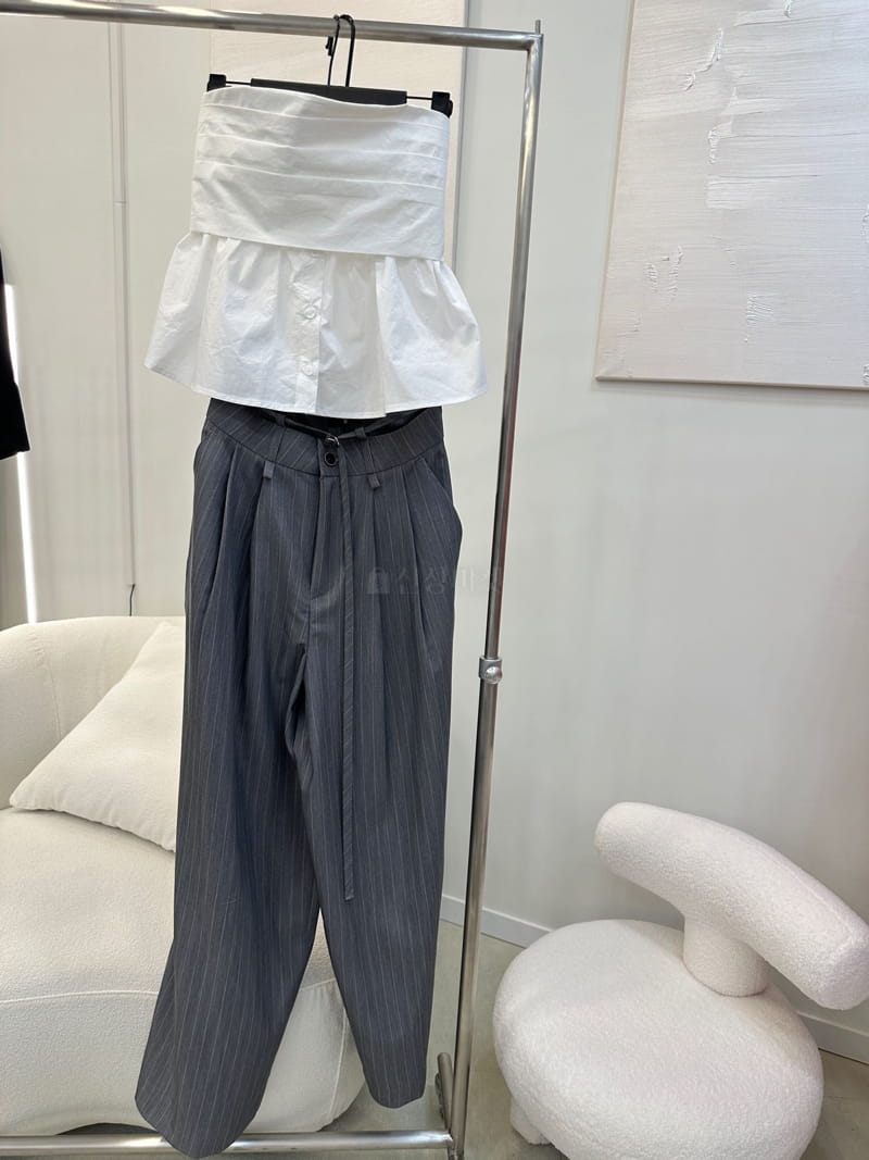 Pablored - Korean Women Fashion - #romanticstyle - Belted Stripes Pants - 7