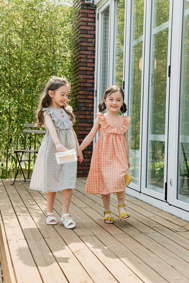 Pink Berry - Korean Children Fashion - #stylishchildhood - Heart Check One-piece - 5