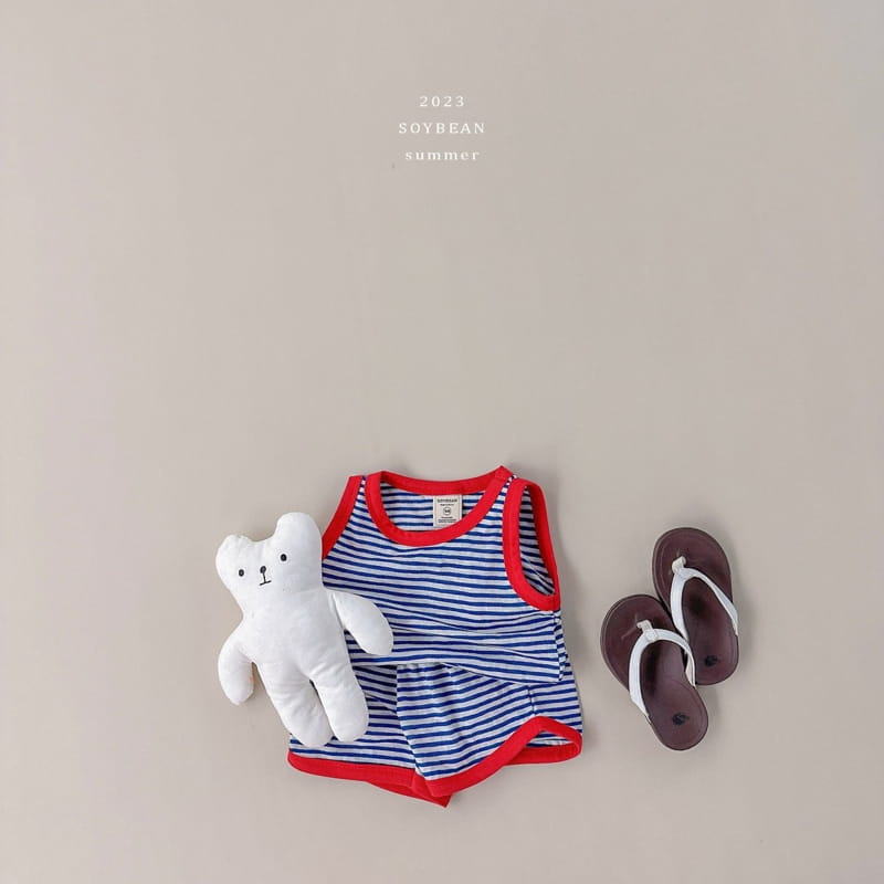 Soybean - Korean Children Fashion - #littlefashionista - Mini Stripes Top Bottom Set - 2