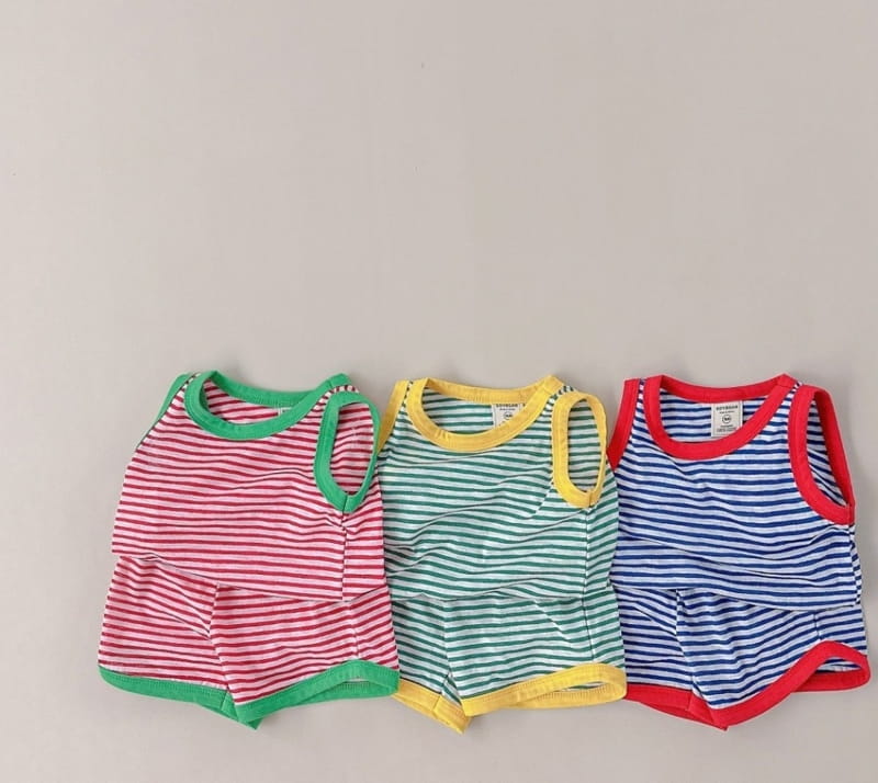 Soybean - Korean Children Fashion - #magicofchildhood - Mini Stripes Top Bottom Set - 3