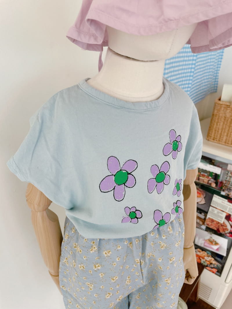Studio M - Korean Children Fashion - #todddlerfashion - Purple Flower Paint Tee - 9