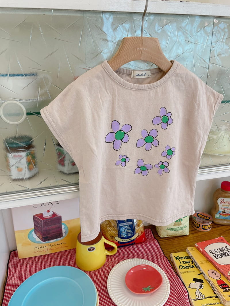 Studio M - Korean Children Fashion - #toddlerclothing - Purple Flower Paint Tee - 10