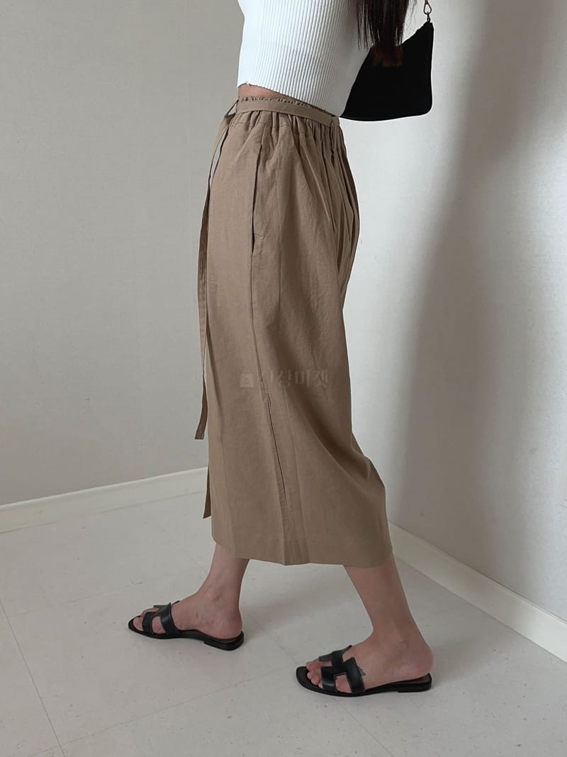 Unene Garden - Korean Women Fashion - #momslook - Linen Belt Skirt - 2