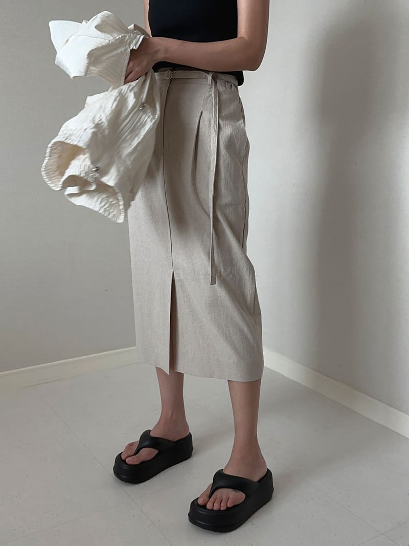 Unene Garden - Korean Women Fashion - #momslook - Linen Belt Skirt - 6