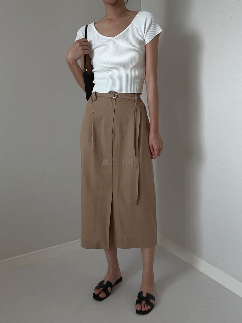 Unene Garden - Korean Women Fashion - #womensfashion - Linen Belt Skirt