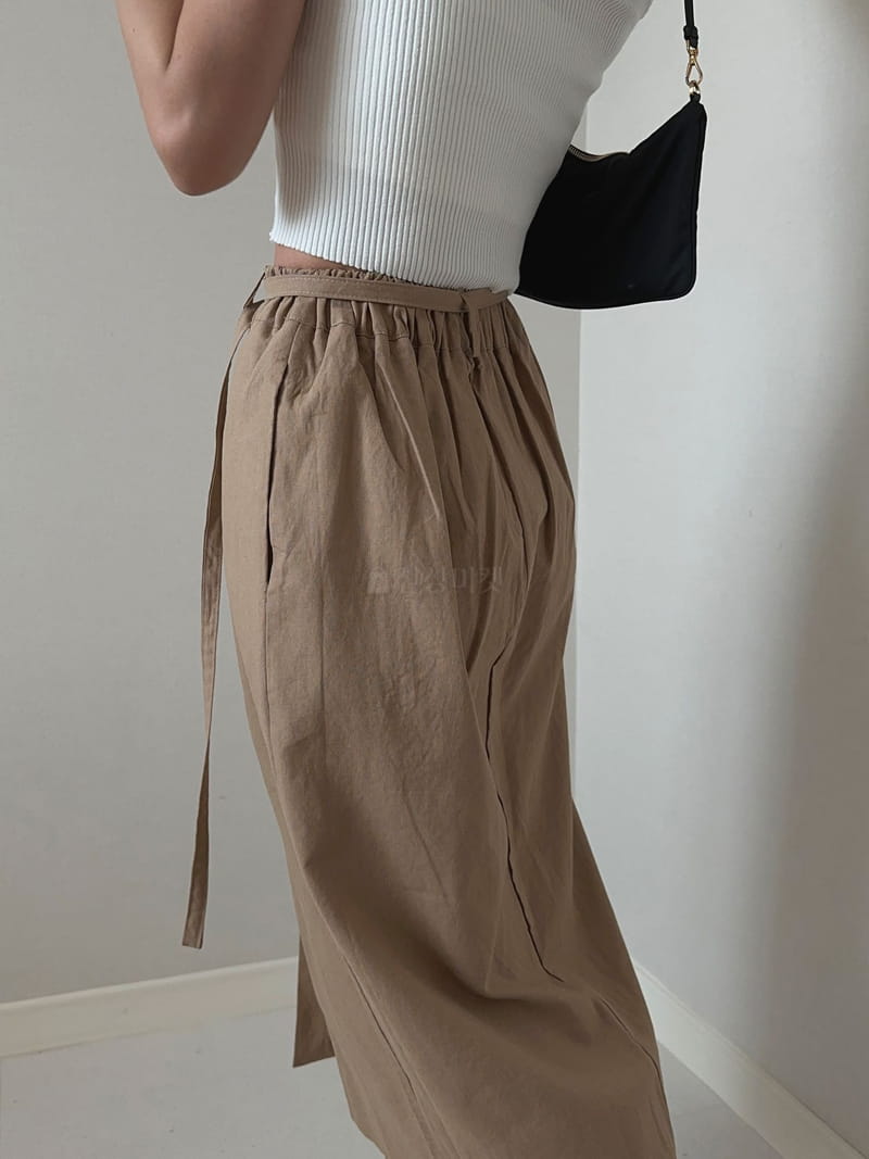 Unene Garden - Korean Women Fashion - #womensfashion - Linen Belt Skirt - 3