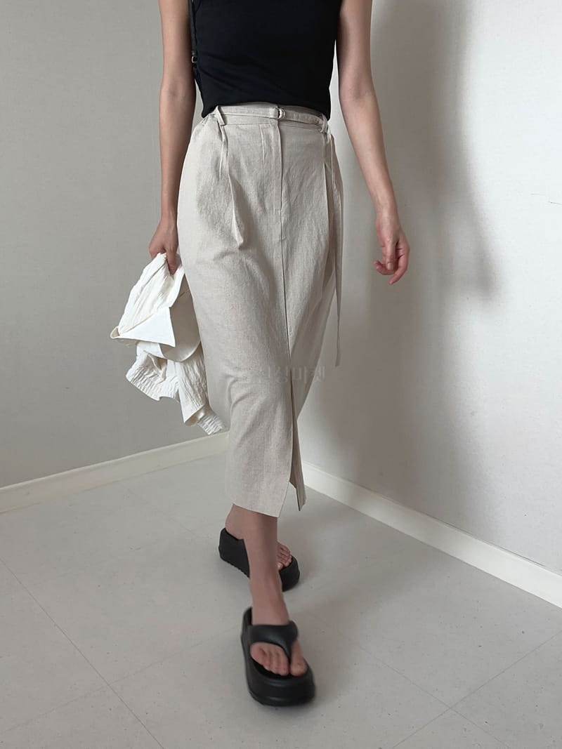 Unene Garden - Korean Women Fashion - #womensfashion - Linen Belt Skirt - 5