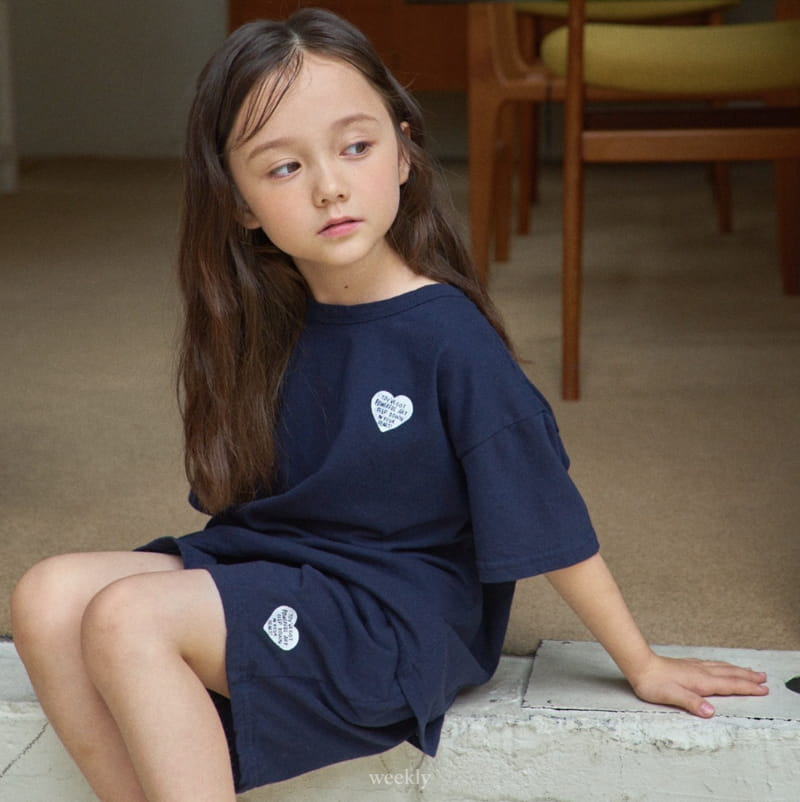 Weekly - Korean Children Fashion - #kidsshorts - Heart Summer Top Bottom Set - 10