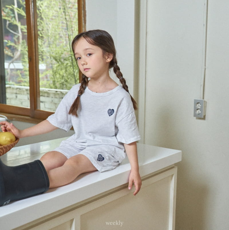 Weekly - Korean Children Fashion - #todddlerfashion - Heart Summer Top Bottom Set - 2