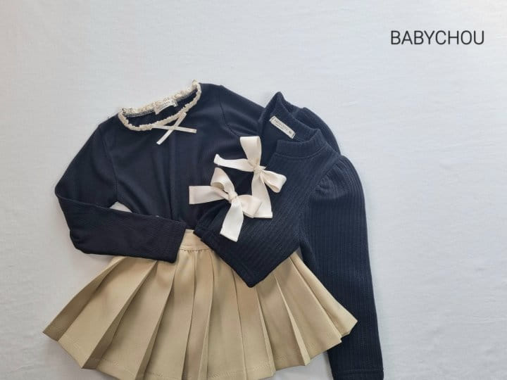 Babychou - Korean Children Fashion - #childrensboutique - Ribbon Rib Tee - 11