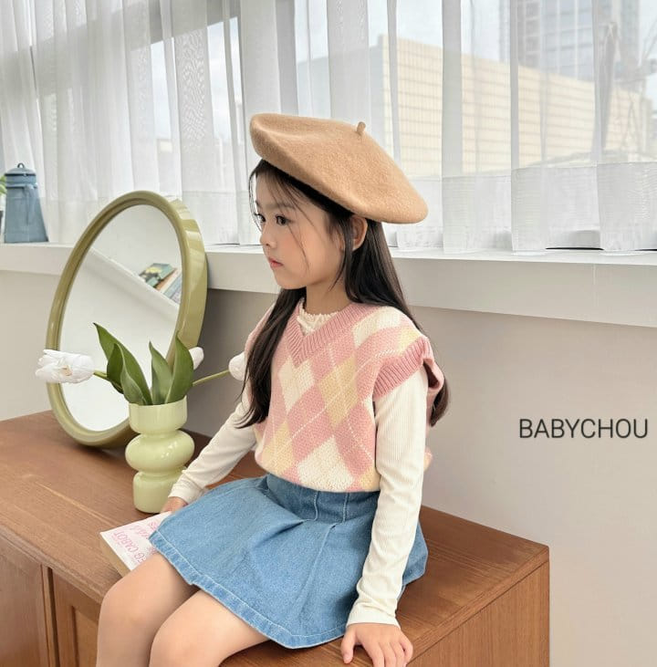 Babychou - Korean Children Fashion - #kidsstore - Argyle Vest - 4