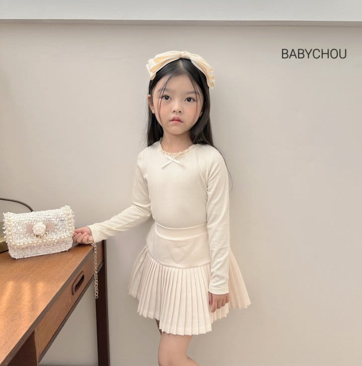 Babychou - Korean Children Fashion - #littlefashionista - Ribbon Rib Tee - 3
