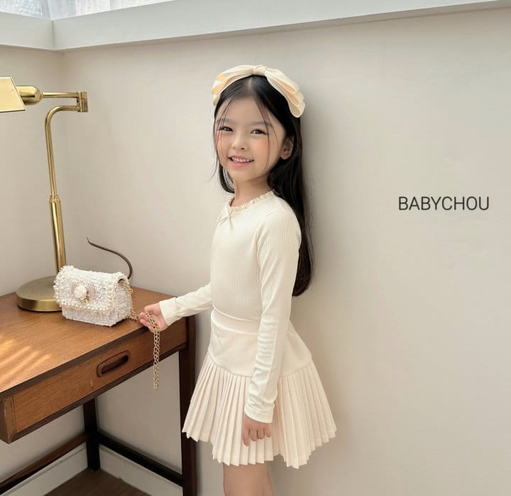 Babychou - Korean Children Fashion - #littlefashionista - Ribbon Rib Tee - 4