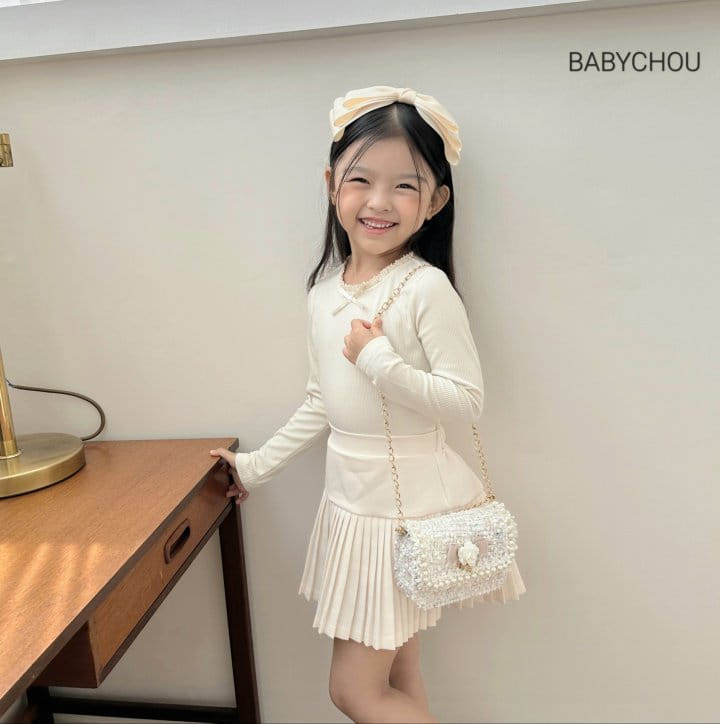 Babychou - Korean Children Fashion - #minifashionista - Ribbon Rib Tee - 5