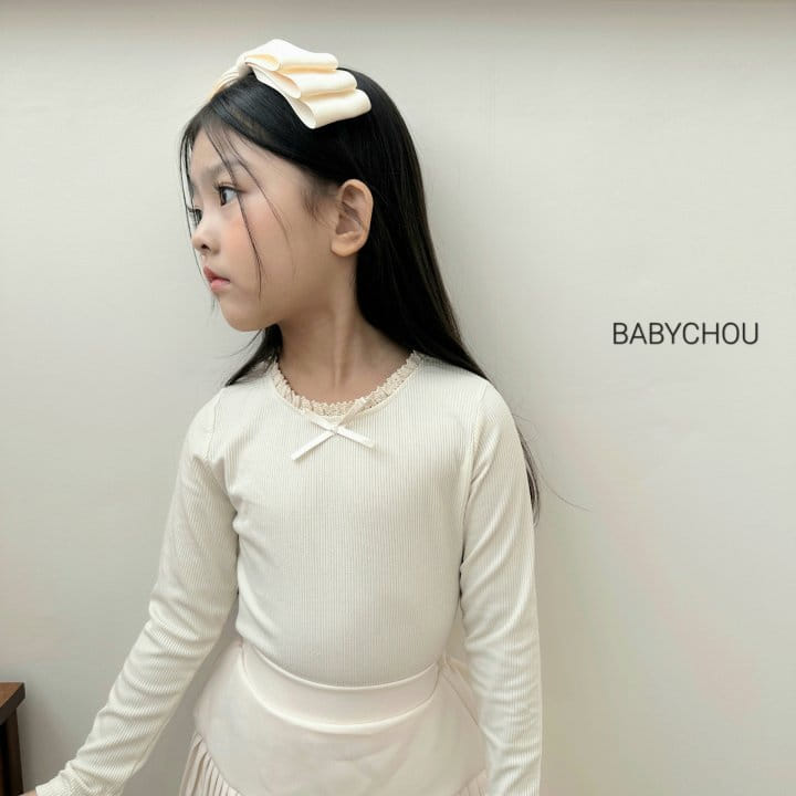 Babychou - Korean Children Fashion - #prettylittlegirls - Ribbon Rib Tee - 6