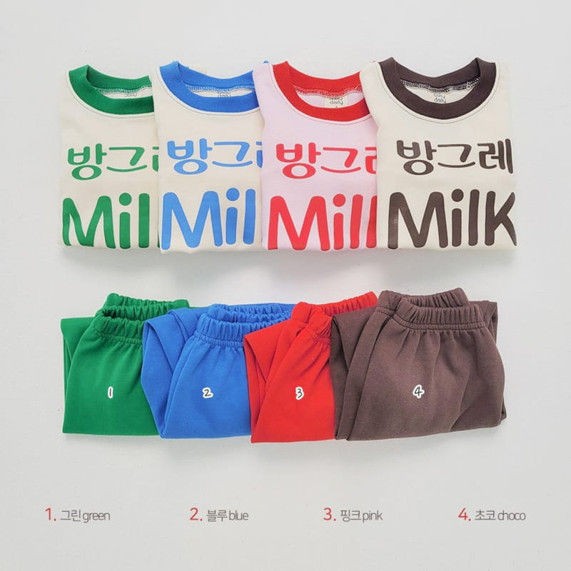 Daily Daily - Korean Children Fashion - #childofig - Smile Milk Top Bottom Set