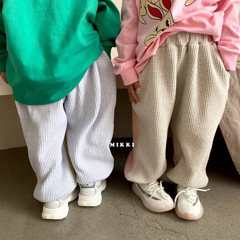 Mikki - Korean Children Fashion - #designkidswear - Half Half Waffle Pants - 3