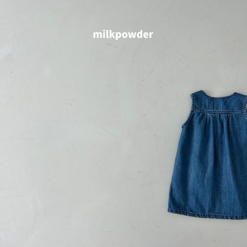 Milk Powder - Korean Children Fashion - #designkidswear - Banding Denim One-piece - 8