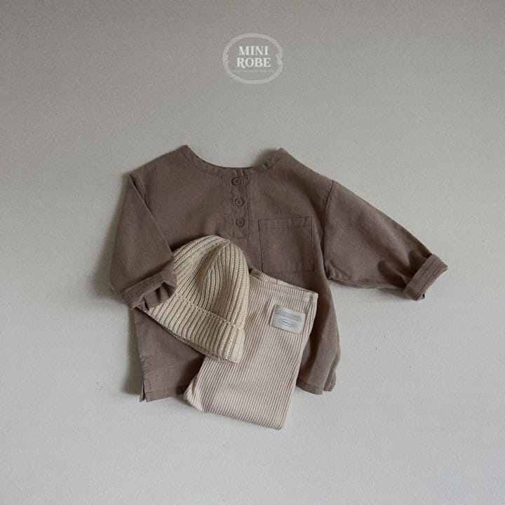 Mini Robe - Korean Baby Fashion - #babyfever - Henry Neck Shirt - 9