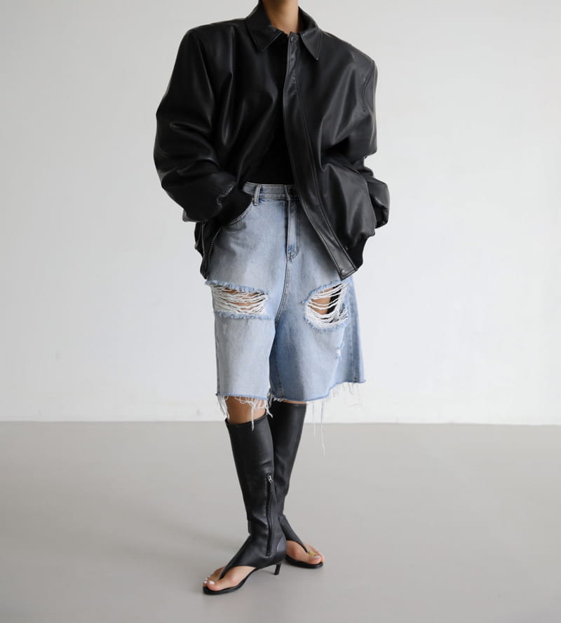 Paper Moon - Korean Women Fashion - #restrostyle - Distroyed Shorts Jeans - 6