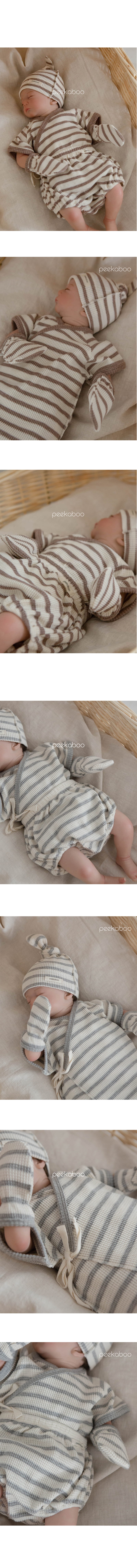 Peekaboo - Korean Baby Fashion - #babygirlfashion - Nune Benet Top Bottom Hat Hand Warmer Set - 4