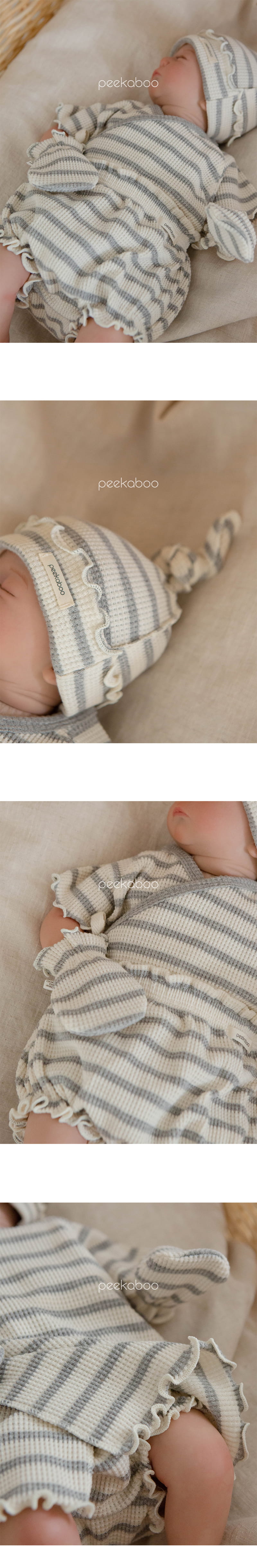 Peekaboo - Korean Baby Fashion - #babywear - Ddine Newborn Top Bottom Hat Hand Warmer Set - 4