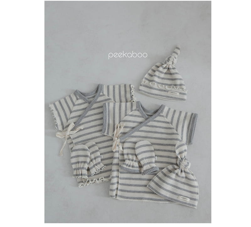 Peekaboo - Korean Baby Fashion - #onlinebabyshop - Ddine Newborn Top Bottom Hat Hand Warmer Set - 5