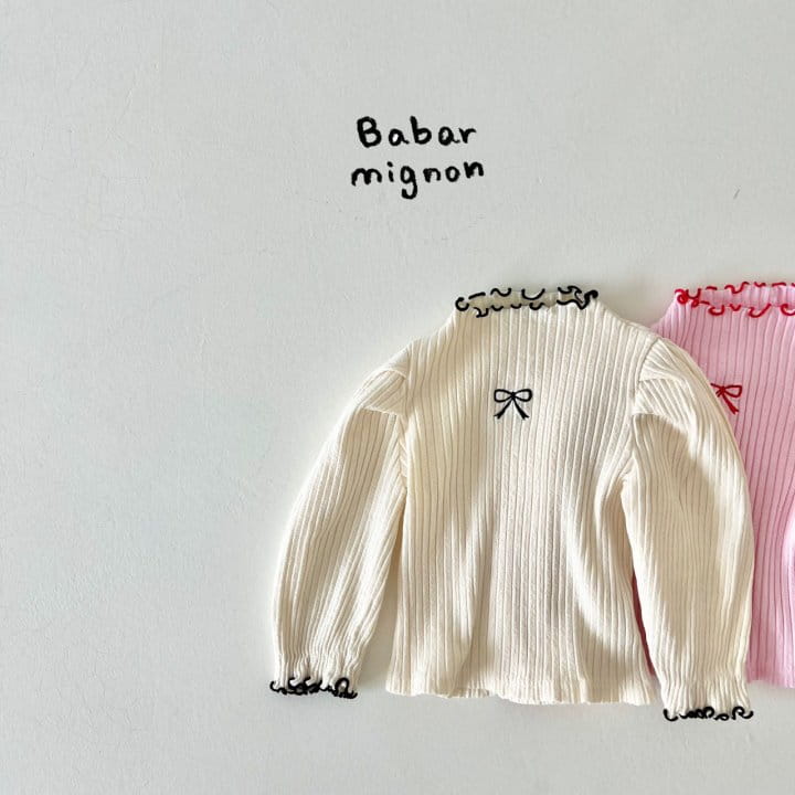 Babar Mignon - Korean Children Fashion - #kidsshorts - Ribbon Puff Tee - 2