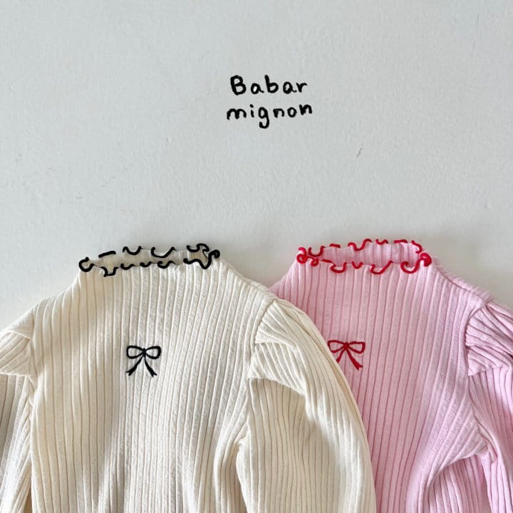 Babar Mignon - Korean Children Fashion - #kidsstore - Ribbon Puff Tee - 3