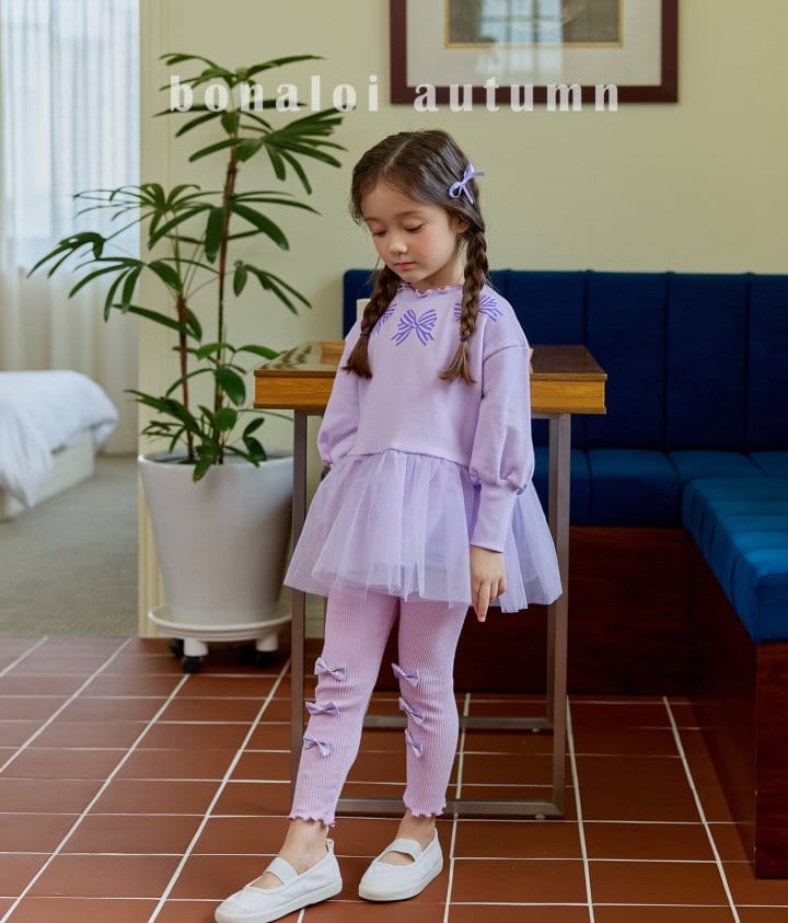 Bonaloi - Korean Children Fashion - #kidsshorts - Ribbon Sha Sweatshirt - 4