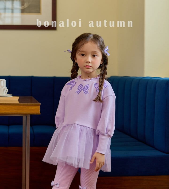 Bonaloi - Korean Children Fashion - #kidzfashiontrend - Ribbon Sha Sweatshirt - 5