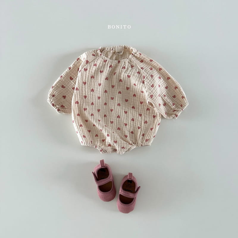Bonito - Korean Baby Fashion - #babyboutique - Series Check Heart Bodysuit - 5