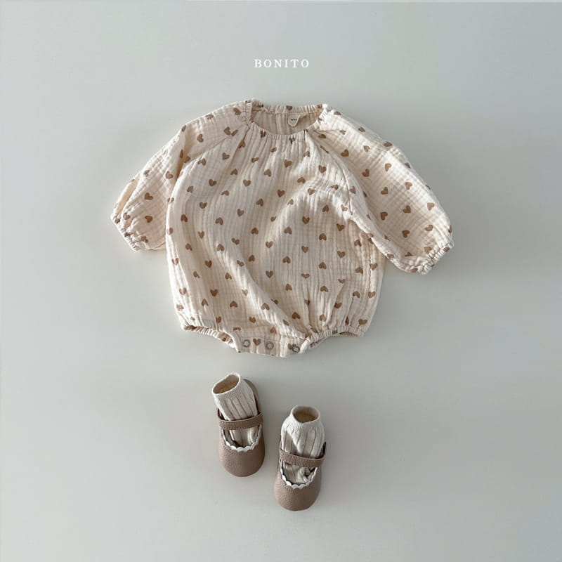 Bonito - Korean Baby Fashion - #babygirlfashion - Series Check Heart Bodysuit - 11