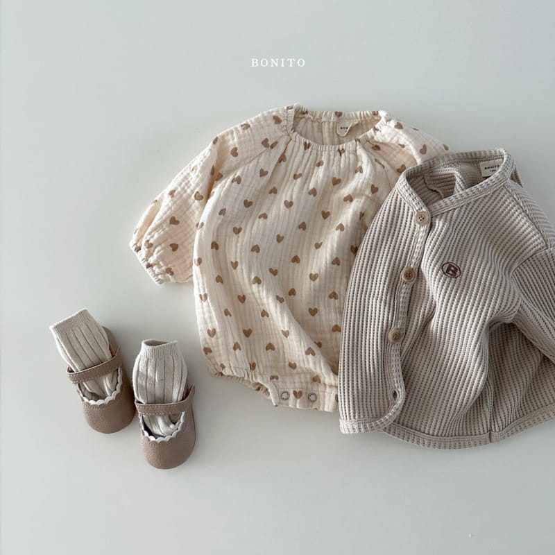 Bonito - Korean Baby Fashion - #babylifestyle - Series Check Heart Bodysuit - 12