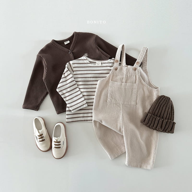 Bonito - Korean Baby Fashion - #babyoutfit - Rib Dungarees Pants - 5
