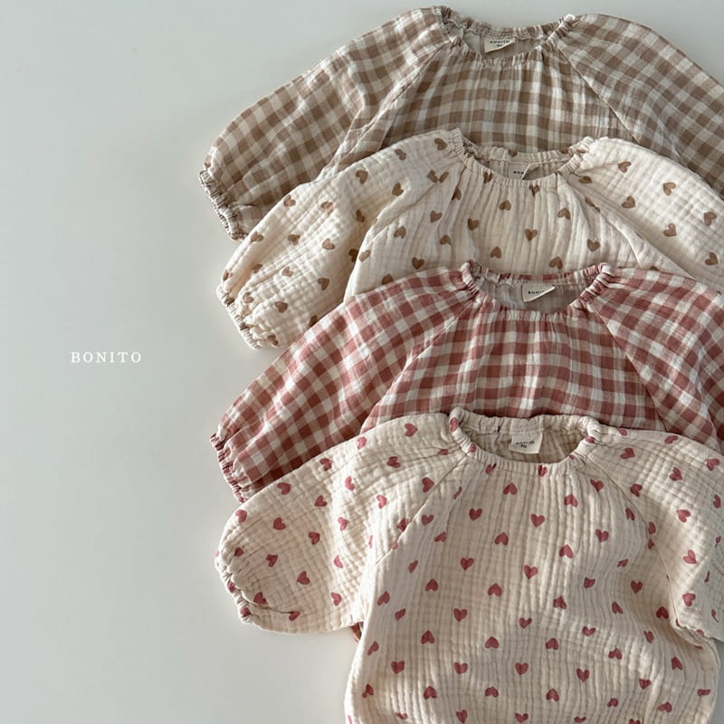 Bonito - Korean Baby Fashion - #babywear - Series Check Heart Bodysuit - 2
