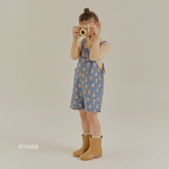 Bymimi - Korean Children Fashion - #childrensboutique - Bear Dungarees Pants - 8