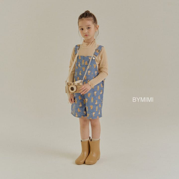 Bymimi - Korean Children Fashion - #prettylittlegirls - Bear Dungarees Pants - 4