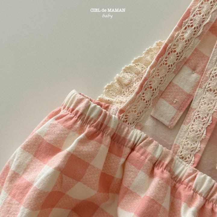 Ciel De Maman - Korean Baby Fashion - #smilingbaby - Frill Check Dungarees - 4