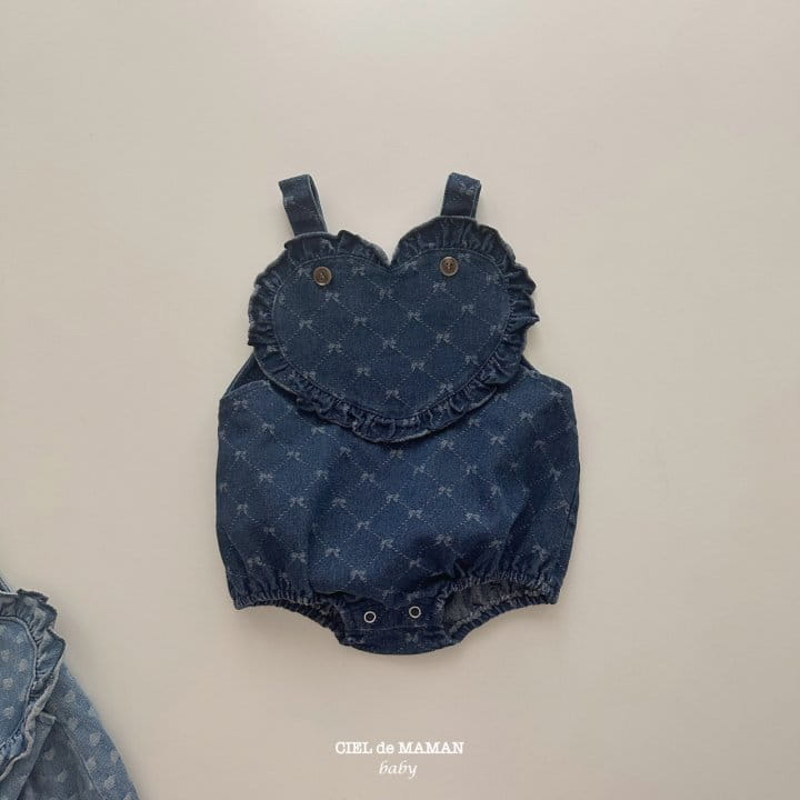 Ciel De Maman - Korean Baby Fashion - #babyboutique - Heart Denim Bodysuit Heart - 3