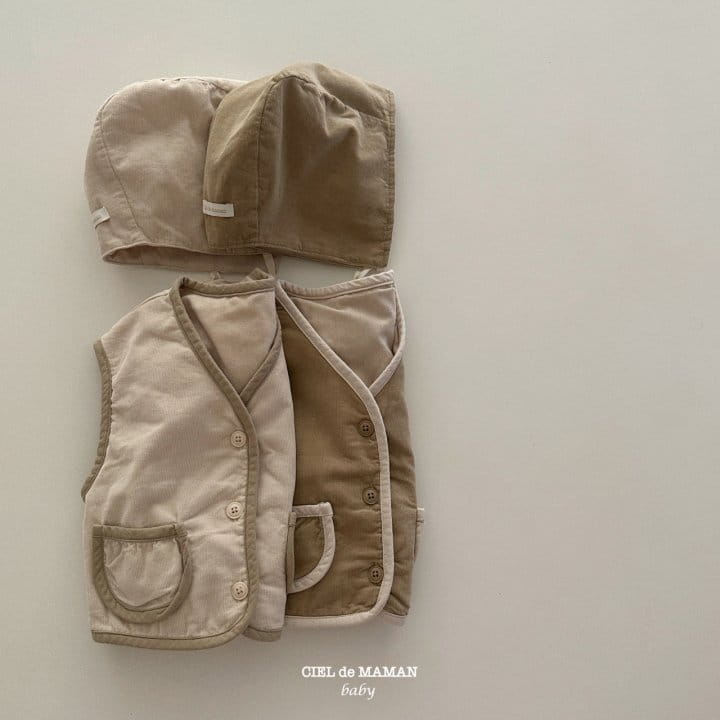 Ciel De Maman - Korean Baby Fashion - #babyboutiqueclothing - Quilting Vest Bonnet Set - 2