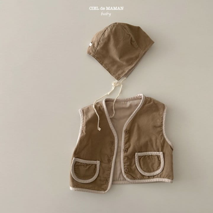 Ciel De Maman - Korean Baby Fashion - #babyclothing - Quilting Vest Bonnet Set - 3