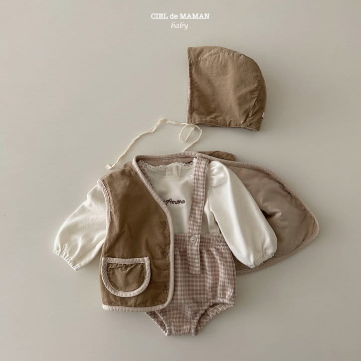 Ciel De Maman - Korean Baby Fashion - #babyfever - Quilting Vest Bonnet Set - 5
